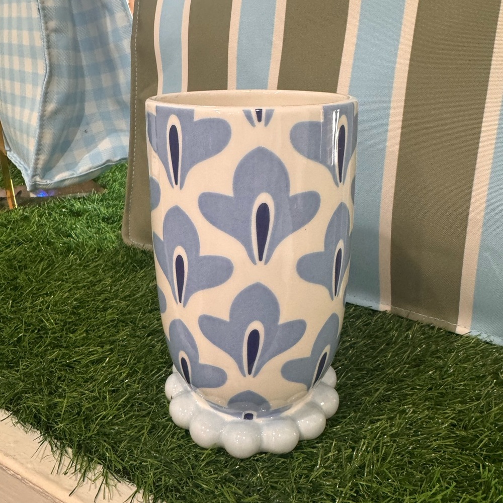 Coton Colors Blue and Cream Patterned Vase